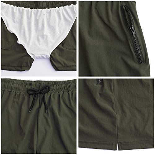 Mens Swimwear Sports Shorts Swim Trunks with Zipper Pockets