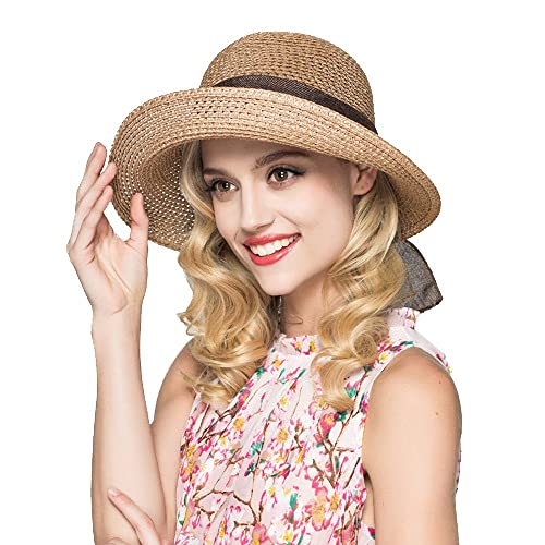 Cyiecw Women Floppy Sun Hats Fashionable Summer Wide Brim Cap BeachStraw Hat UV UPF50 Travel Packable Cotton