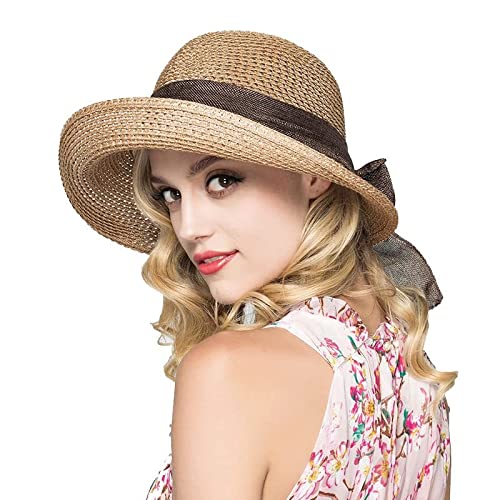 Cyiecw Women Floppy Sun Hats Fashionable Summer Wide Brim Cap BeachStraw Hat UV UPF50 Travel Packable Cotton