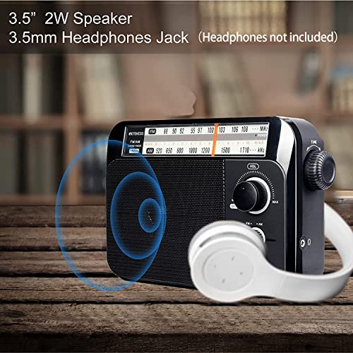 Retekess TR604 AM FM Radio, Battery Operated Radio Portable, AM FM Radio Plug in Wall, High/Low Tone Mode, Big Speaker, Earphone Jack,for Senior, Home