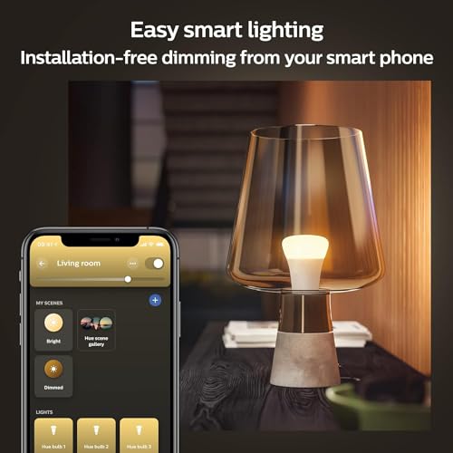 Philips Hue Smart 60W A19 LED Bulb - Soft Warm White Light - 4 Pack - 800LM - E26 - Indoor - Control with Hue App - Works with Alexa, Google Assistant and Apple Homekit