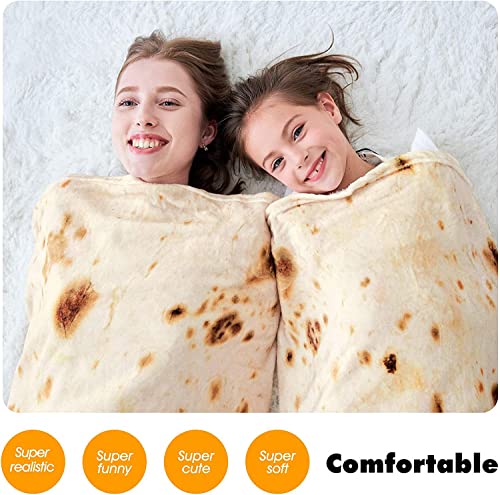 CASOFU Burritos Tortilla Throw Blanket, Double Sided Giant Flour Novelty Throw for Your Family, 285 GSM Soft and Comfortable Flannel Taco Blanket.(Beige, 71 inches)