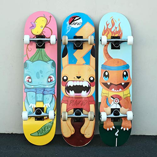 Yocaher Punked Complete Skateboards 7.75" or 8.25" or Mini Cruiser or Micro Cruiser Shapes - Pika, Candy, and Chimp Series