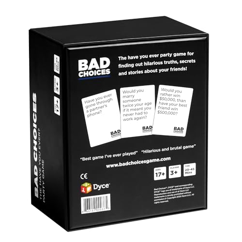 BAD CHOICES Party Game - The Have You Ever? Game - Hilarious Adult Card Game for Fun Parties and Board Games Night with Your Group