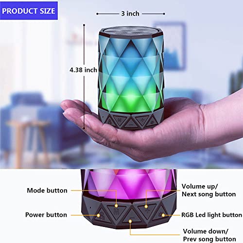 LFS Portable Bluetooth Speakers, Night Light Waterproof, Lightweight Portable Speakers for Travel, Pool, Beach, Biking, Kayak, Gifts for Kids, Women