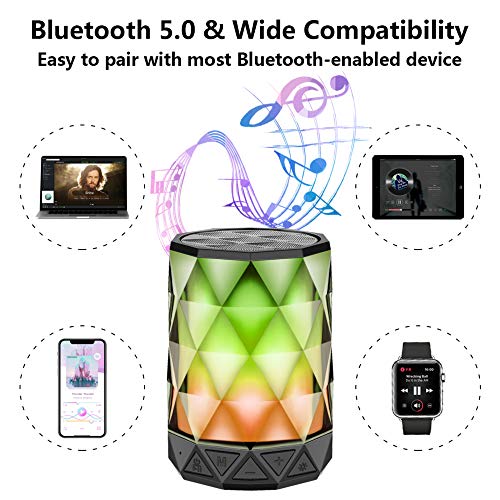 LFS Portable Bluetooth Speakers, Night Light Waterproof, Lightweight Portable Speakers for Travel, Pool, Beach, Biking, Kayak, Gifts for Kids, Women