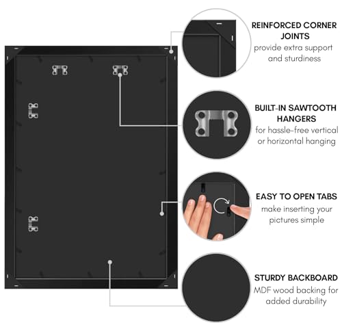 Americanflat 20x30 Poster Frame with Polished Plexiglass - Epic Collection - Gallery Wall Frames with Engineered Wood - Wide Photo Frame for Wall Display - Black