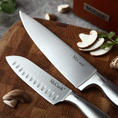 McCook Knife Sets, German Stainless Steel Kitchen Knife Block Sets with Built-in Sharpener