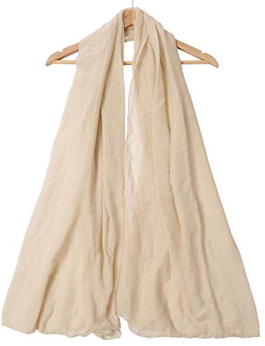 woogwin Women's Cotton Scarves Lady Light Soft Fashion Solid Scarf Wrap Shawl (One Size, beige)