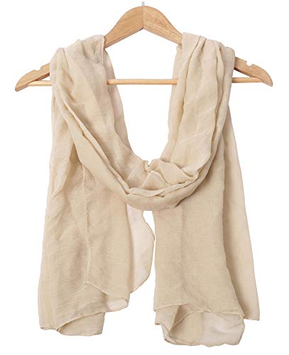 woogwin Women's Cotton Scarves Lady Light Soft Fashion Solid Scarf Wrap Shawl (One Size, beige)