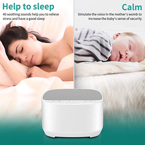 Magicteam Sleep Sound White Noise Machine with 40 Natural Soothing Sounds and Memory Function 32 Levels of Volume Powered by AC or USB and Sleep Timer Sound Therapy for Baby Kids Adults (B-White)