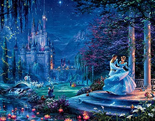 Ceaco - 4 in 1 Multipack - Thomas Kinkade - Disney Dreams Collection - Cinderella, The Lion King, Mickey and Minnie, & The Little Mermaid - (4) 500 Piece Jigsaw Puzzles , Blue