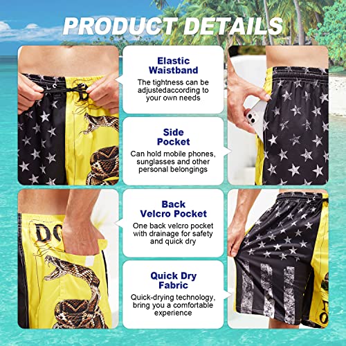 Mens Swim Trunks Quick Dry Board Shorts with Mesh Lining, Breathable Surf Beach Shorts Swimwear Bathing Suits