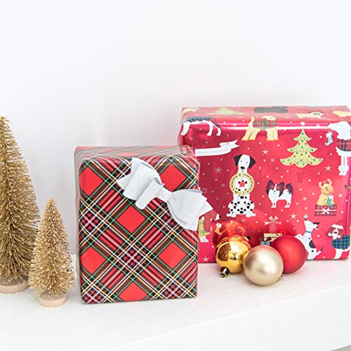 Papyrus Christmas Wrapping Paper Rolls, Holiday Chic and Santa's Best Friends Dog Print (2 Rolls, 60 sq. ft.)