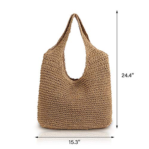 Hand-woven Soft Large Straw Shoulder Bag Boho Straw Handle Tote Retro Summer Beach Bag Rattan Handbag