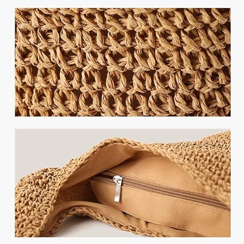 Hand-woven Soft Large Straw Shoulder Bag Boho Straw Handle Tote Retro Summer Beach Bag Rattan Handbag