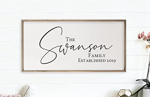 Personalized Framed Wooden Family Name Sign | Custom Family Established Wood Sign | Family Sign Wood Wall Decor… (9" x 18")