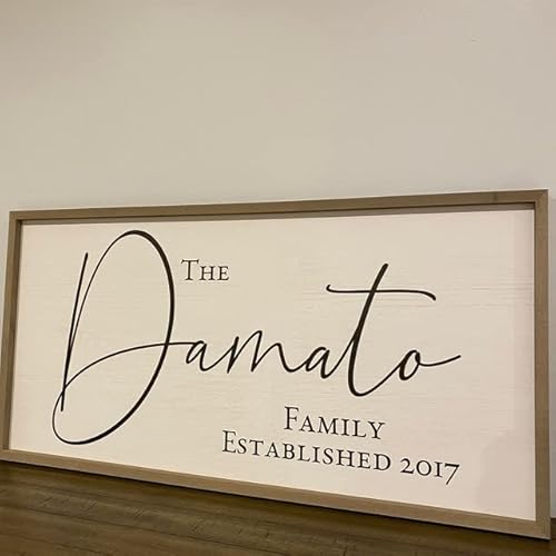 Personalized Framed Wooden Family Name Sign | Custom Family Established Wood Sign | Family Sign Wood Wall Decor… (9" x 18")