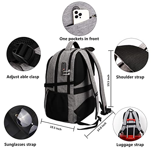 SHRRADOO Travel Laptop Backpack, Business Anti Theft Slim Durable Laptops Backpack with USB Charging Port, College High School Computer Bag for Men Women Fits 17 Inch Notebook