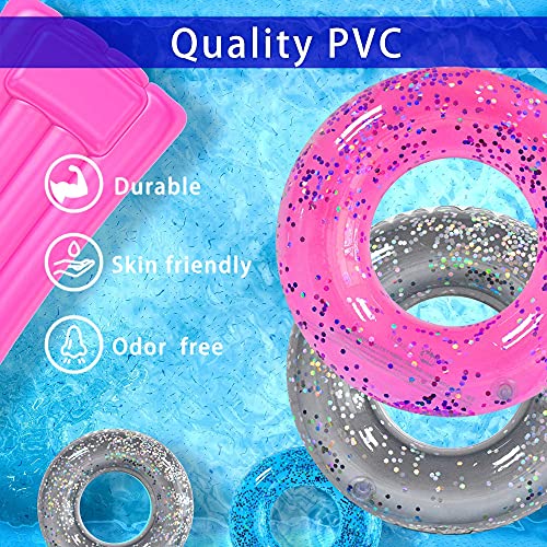 Pool Floats Kids 3 Pack, Inflatable Swim rings for Kids Pool Tubes Toys, Pool Floats Ring Toys, Summer Beach swimming pool floats Party Supplies + Patch&Tow Rope