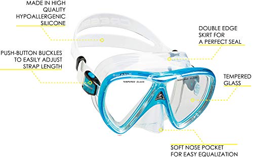 Cressi Adult Snorkel Set (Mask, Dry Snorkel, Adjustable Fins) - Light for Travel - Bonete Pro Dry Set: Designed in Italy