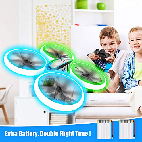 Q9s Drones for Kids,RC Drone with Altitude Hold and Headless Mode,Quadcopter with Blue&Green Light,Propeller Full Protect,2 Batteries and Remote Control,Easy to fly Kids Gifts Toys for Boys and Girls