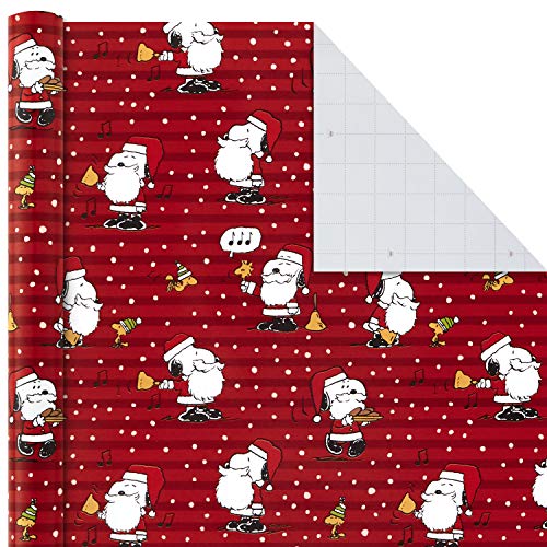 Hallmark Christmas Peanuts Wrapping Paper with Cut Lines on Reverse (Pack of 3, 105 sq. ft. ttl) Snoopy, Charlie Brown, Woodstock (5JXW1036)