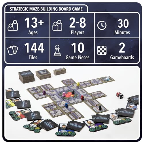 No Escape: Strategic Maze-Building Board Game - Space Station Escape Adventure, Family & Friends Tile Placement Game, Ages 10+, 2-8 Players, Easy Setup