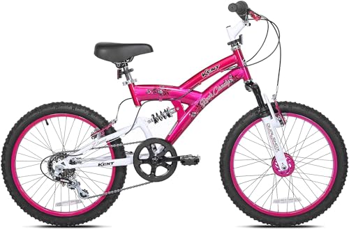 KENT International 20" Rock Candy Girls Bike | 20 Inch Girls Bike with Front & Rear Hand Brakes and 7 Speed Twist Shifting | Dependable Strong High Tensile Steel Frame Multi-Use Bike for Kids