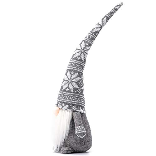 Funoasis Holiday Gnome Handmade Swedish Tomte, Christmas Elf Decoration Ornaments Thanks Giving Day Gifts Swedish Gnomes tomte (Grey Snowflake-19 Inches)