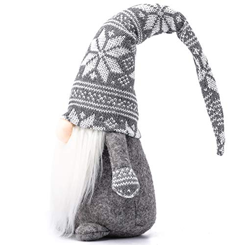 Funoasis Holiday Gnome Handmade Swedish Tomte, Christmas Elf Decoration Ornaments Thanks Giving Day Gifts Swedish Gnomes tomte (Grey Snowflake-19 Inches)