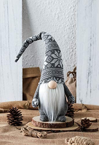 Funoasis Holiday Gnome Handmade Swedish Tomte, Christmas Elf Decoration Ornaments Thanks Giving Day Gifts Swedish Gnomes tomte (Grey Snowflake-19 Inches)