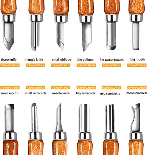 AUGSUN Wood Carving Knife Set - 20 PCS Hand Carving Tool Set for DIY Sculpture Carpenter Experts & Beginners