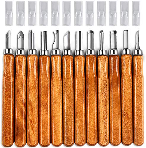 AUGSUN Wood Carving Knife Set - 20 PCS Hand Carving Tool Set for DIY Sculpture Carpenter Experts & Beginners