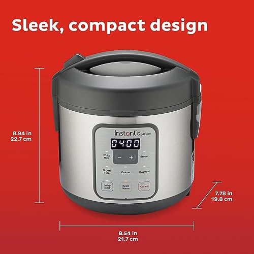 Instant Pot Zest 8 Cup One Touch Rice Cooker, From the Makers of Instant Pot, Steamer, Cooks Rice, Grains, Quinoa and Oatmeal, 8-cup cooked/4-cup uncooked, No Pressure Cooking Functionality