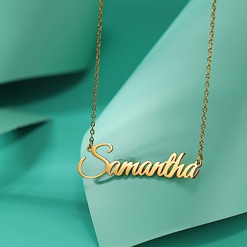 TinyName Custom Name Necklace Personalized 18K Gold Plated Nameplate Customized Jewelry Gift for Women