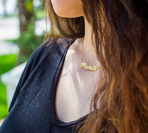 TinyName Custom Name Necklace Personalized 18K Gold Plated Nameplate Customized Jewelry Gift for Women