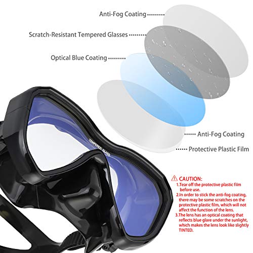 Snorkel Set, Anti-Fog Panoramic View Snorkel Mask and Anti-Leak Dry Snorkel Tube, Snorkeling Gear for Adults, Snorkel Kit Bag Included