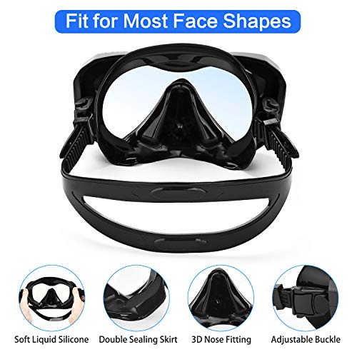 Snorkel Set, Anti-Fog Panoramic View Snorkel Mask and Anti-Leak Dry Snorkel Tube, Snorkeling Gear for Adults, Snorkel Kit Bag Included