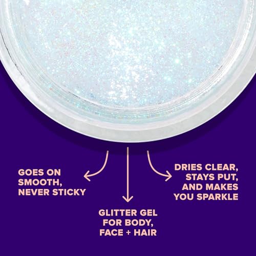 Unicorn Snot Face & Body Glitter Gel - Cosmetic-Grade Holographic Glitter - Festival, Anime Cosplay, Halloween Costume Makeup - Safe for Face, Easy Application & Removal - Aqua Glitter, 1.7oz (Galaxy)