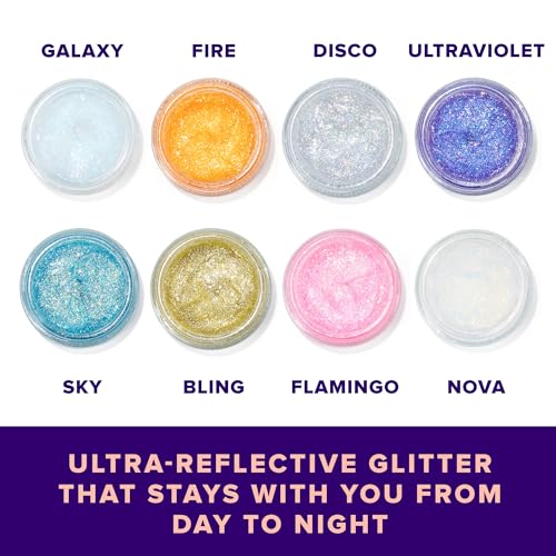 Unicorn Snot Face & Body Glitter Gel - Cosmetic-Grade Holographic Glitter - Festival, Anime Cosplay, Halloween Costume Makeup - Safe for Face, Easy Application & Removal - Aqua Glitter, 1.7oz (Galaxy)