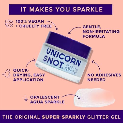 Unicorn Snot Face & Body Glitter Gel - Cosmetic-Grade Holographic Glitter - Festival, Anime Cosplay, Halloween Costume Makeup - Safe for Face, Easy Application & Removal - Aqua Glitter, 1.7oz (Galaxy)