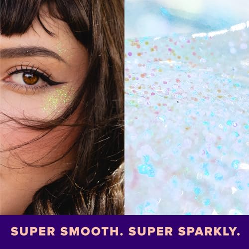 Unicorn Snot Face & Body Glitter Gel - Cosmetic-Grade Holographic Glitter - Festival, Anime Cosplay, Halloween Costume Makeup - Safe for Face, Easy Application & Removal - Aqua Glitter, 1.7oz (Galaxy)