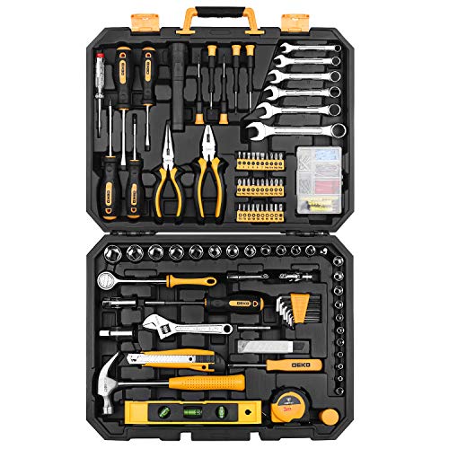 DEKOPRO 208 Piece Tool Set,General Household Hand Tool Kit, Auto Repair Tool Box with Plastic Toolbox Storage Case