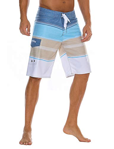 unitop Men's Bathing Board Trunks Beach Shorts Holiday Hawaiian Colorful Striped