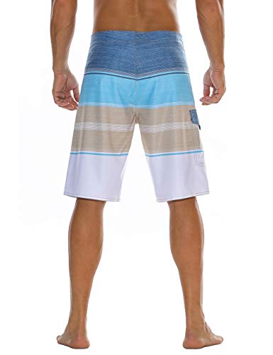 unitop Men's Bathing Board Trunks Beach Shorts Holiday Hawaiian Colorful Striped