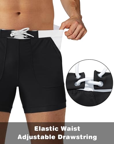 MAGNIVIT Men's Swimwear Swimsuits Solid Basic Long Swim Sport Trunks Board Shorts with Pockets