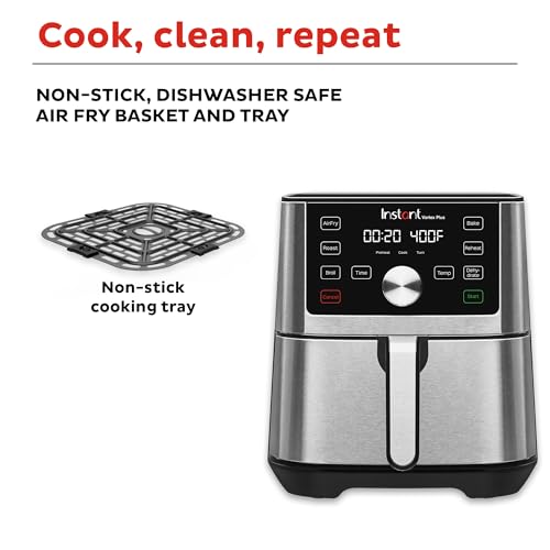 Instant Vortex Plus 6QT XL Air Fryer, 6-in-1, Broils, Dehydrates, Crisps, Roasts, Reheats, Bakes for Quick Easy Meals, 100+ In-App Recipes, Dishwasher-Safe, from the Makers of Instant Pot, Black