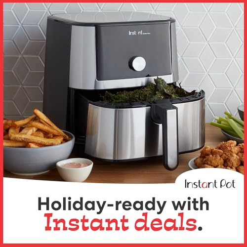 Instant Vortex Plus 6QT XL Air Fryer, 6-in-1, Broils, Dehydrates, Crisps, Roasts, Reheats, Bakes for Quick Easy Meals, 100+ In-App Recipes, Dishwasher-Safe, from the Makers of Instant Pot, Black