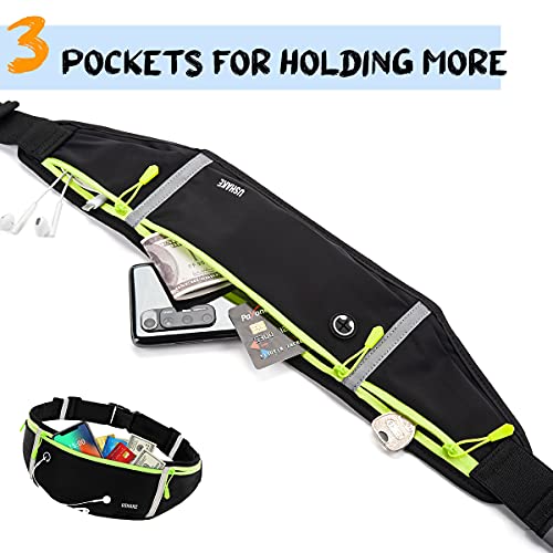 USHAKE Slim Running Belt, Workout Fanny Pack for Men Women,Exercise Waist Pack for Apple iPhone Holder, Runner Belt for Running Walking Cycling Camping Gym